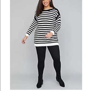 Lane Bryant-Black/White Striped Sweater